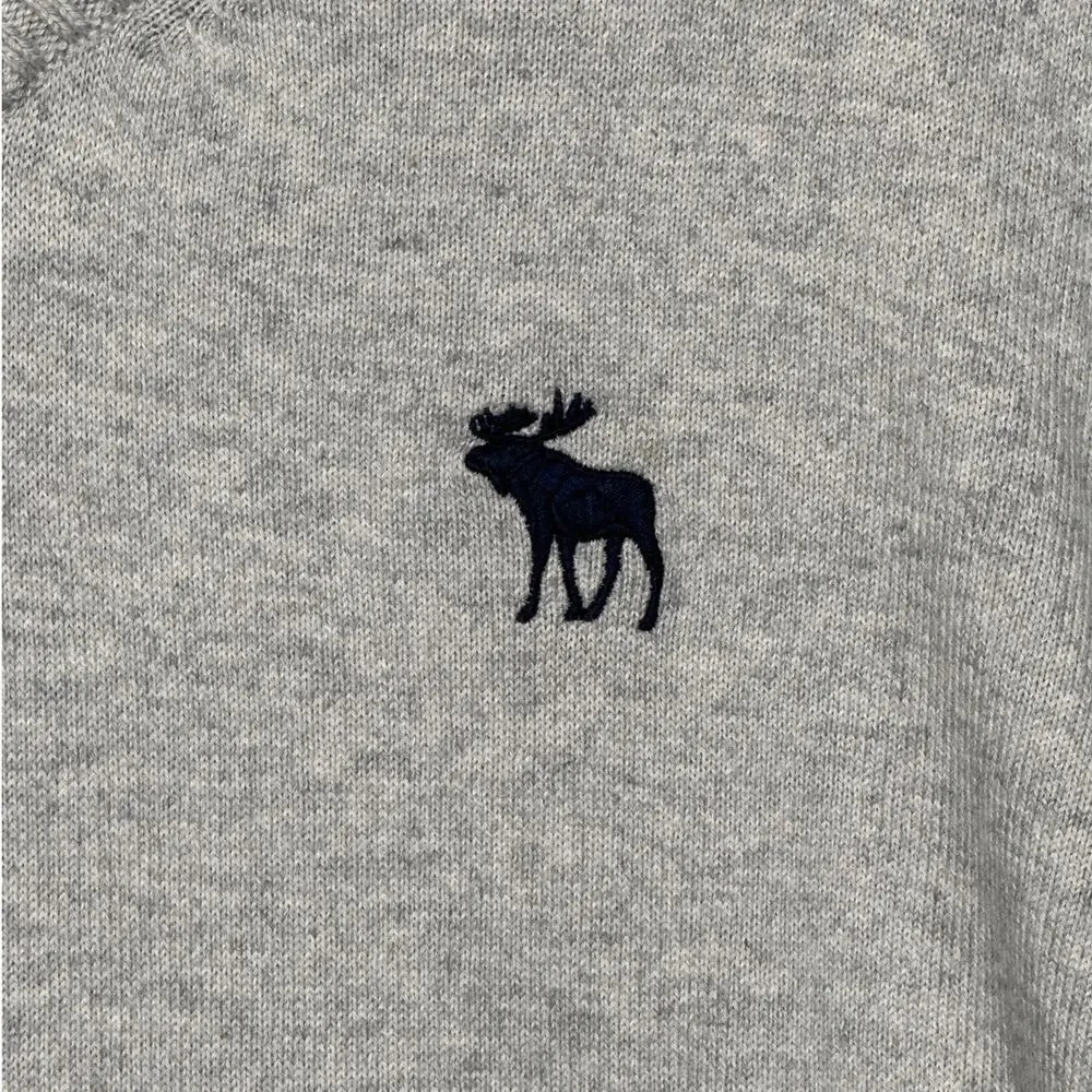 Abercrombie & Fitch Muscle Fit Sweater Gray V-Neck Cashmere Blend Logo XXL